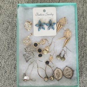 Gold and Blue Starfish Earrings Set - Fashion Jewelry